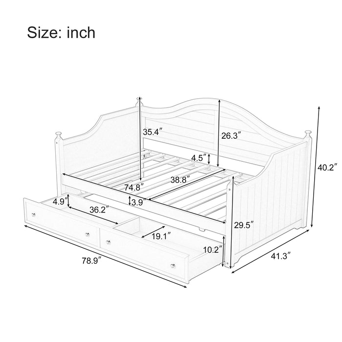 Daybed With 2 Storage Drawers, Sofa Bed With Handrail For Living Room Bedroom