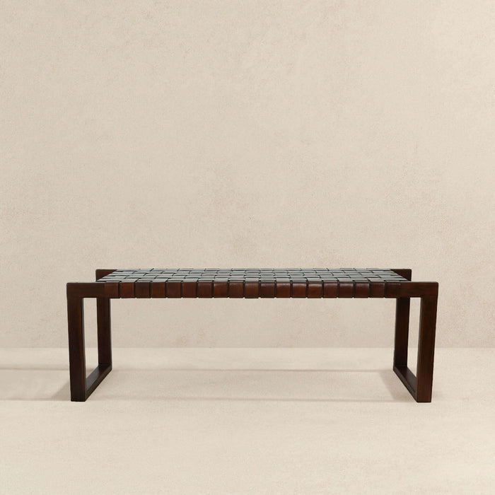 Christina - Leather Bench - Cognac / Dark Brown / Tan