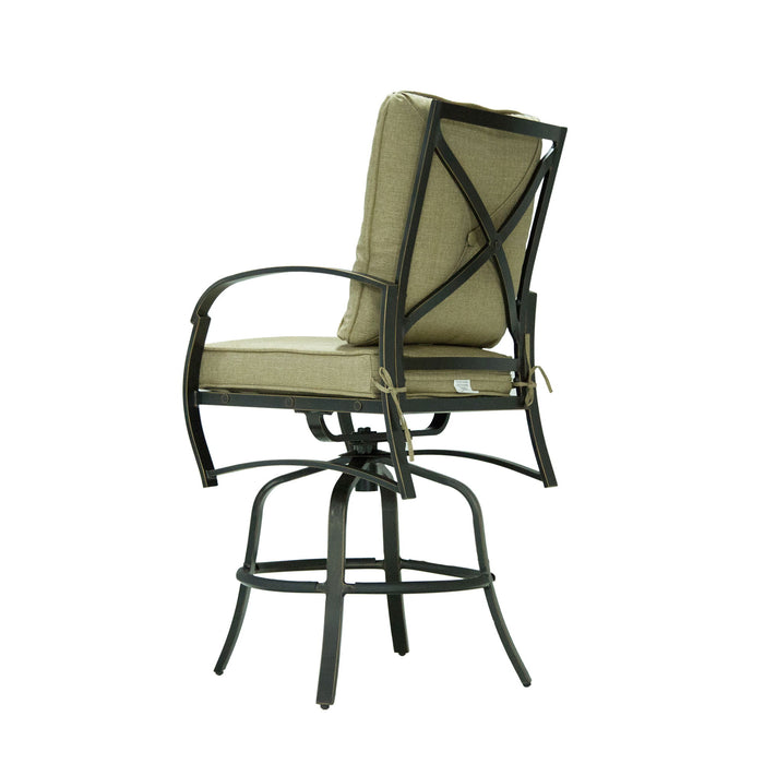 Bar Chair With Back And Seat Cushion (Set of 2) - Antique Bronze