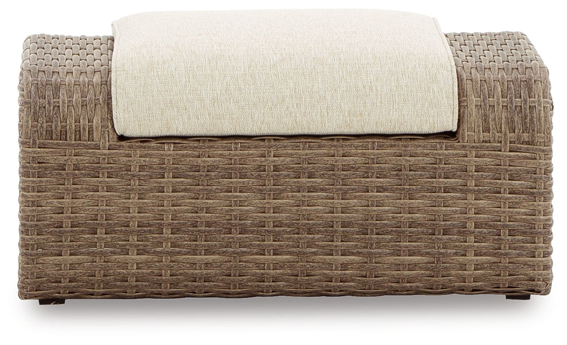 Sandy Bloom - Beige - Ottoman With Cushion