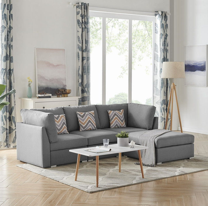 Amira - Fabric Sofa With Ottoman And Pillows