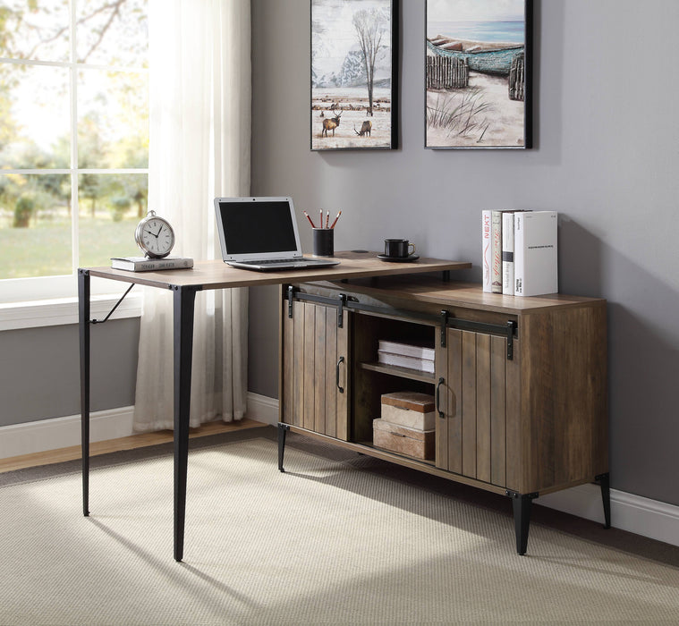 Zakwani - Writing Desk With USB Port - Rustic Oak / Black