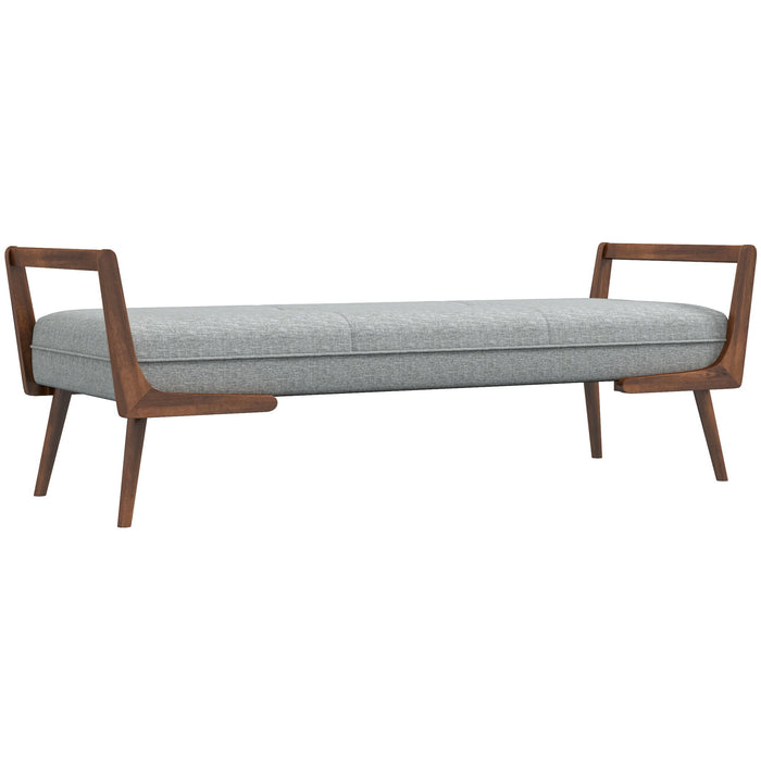 Cora - Mid Century Modern Gray Fabric Bench - Gray