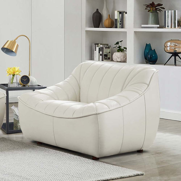 Snug Leather Chair - Cream White