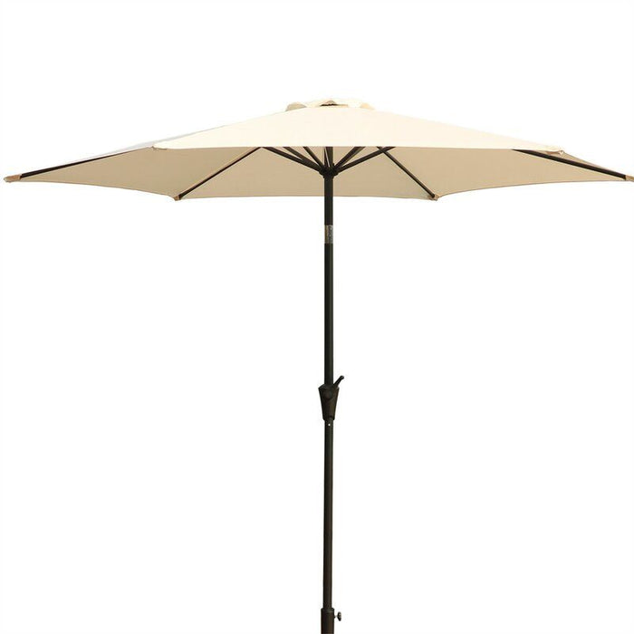 8.8' Outdoor Aluminum Patio Umbrella, Patio Umbrella, Market Umbrella With 33 Pounds Round Resin Umbrella Base, Push Button Tilt And Crank Lift - Creme