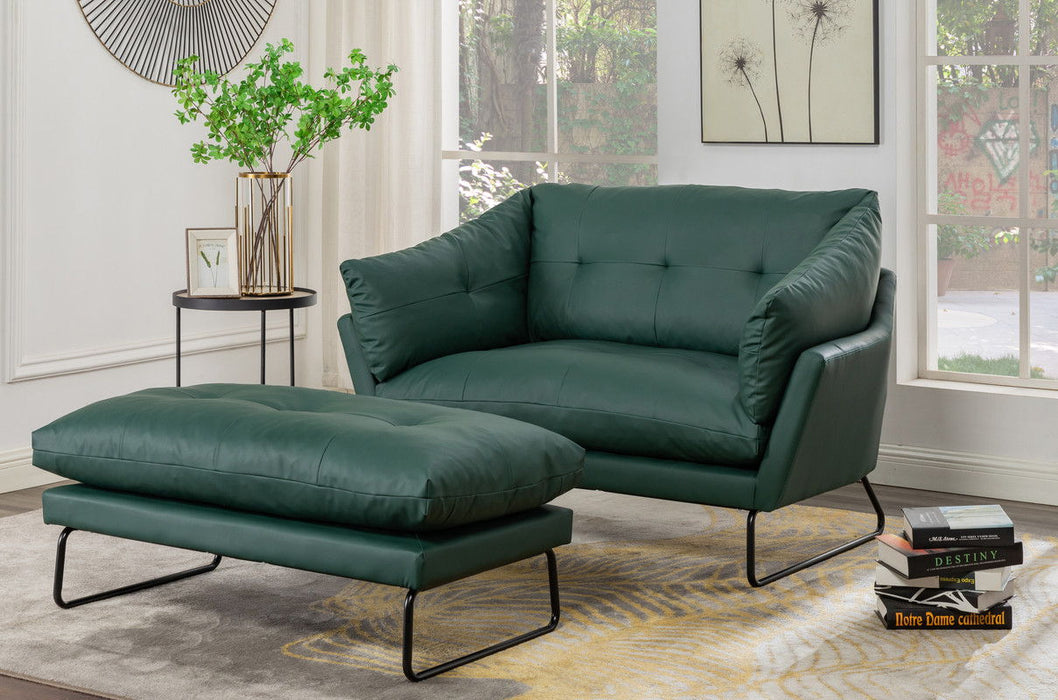 Karla - PU Leather Contemporary Loveseat And Ottoman