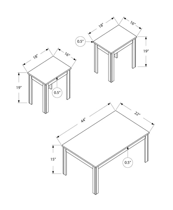 Table Set, Coffee, End, Side, Accent For Living Room, Transitional (Set of 3) - Walnut