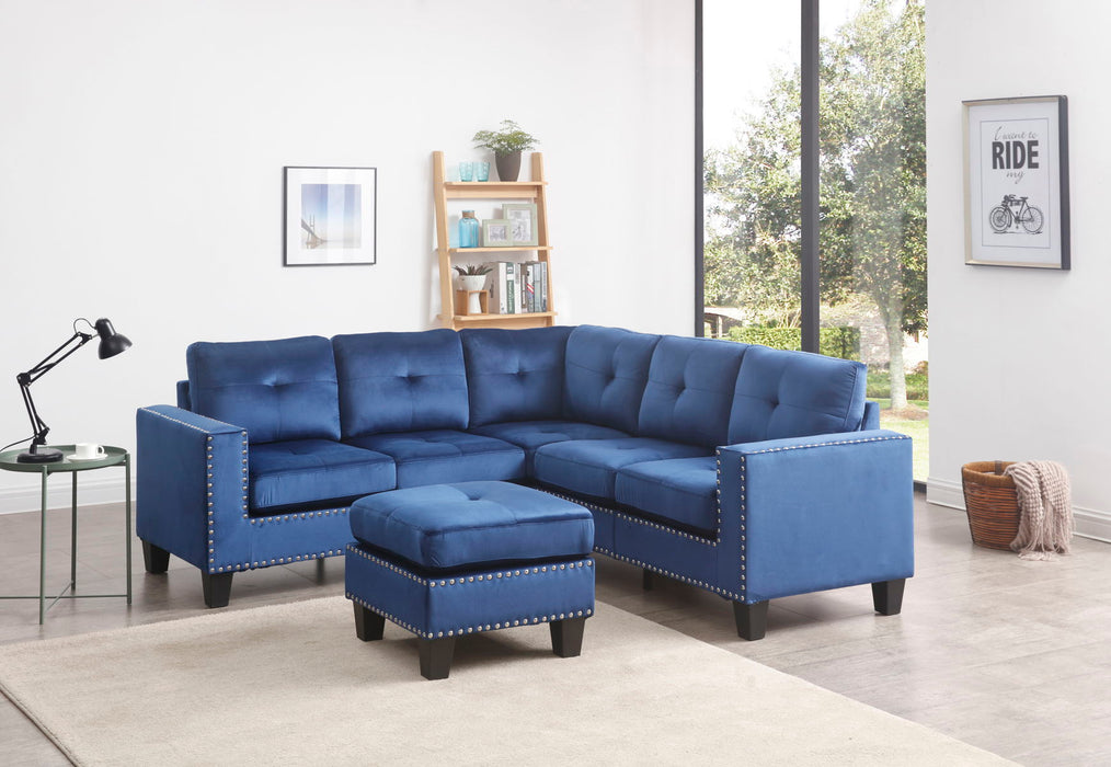 Glory Furniture Nailer Sectional, Navy Blue