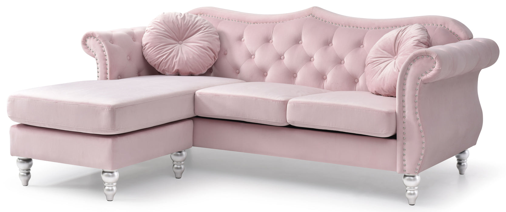 Glory Furniture Hollywood Sofa Chaise, Pink