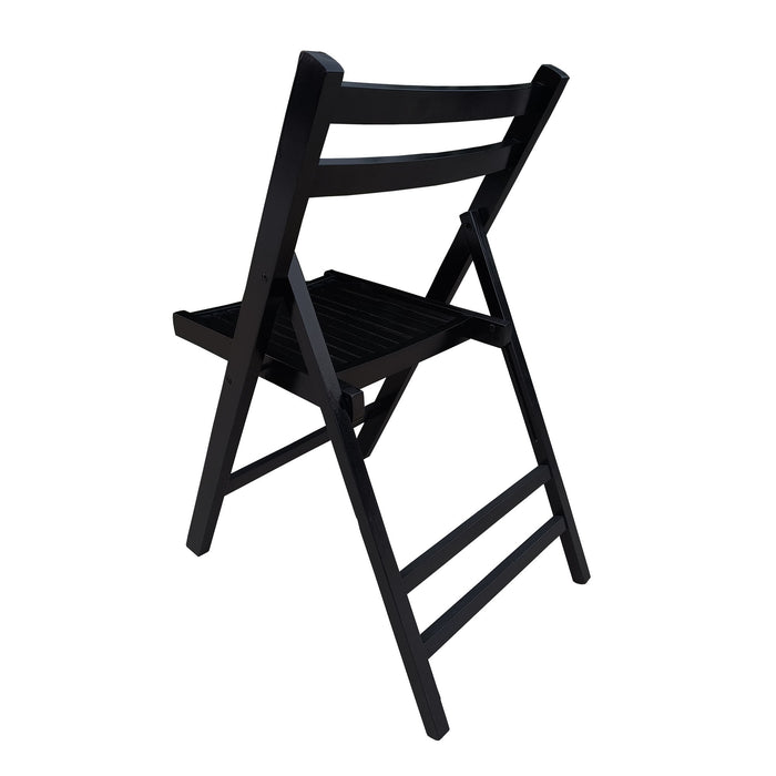 Furniture Slatted Wood Folding Special Event Chair - Black, (Set of 4) Folding Chair, Foldable Style