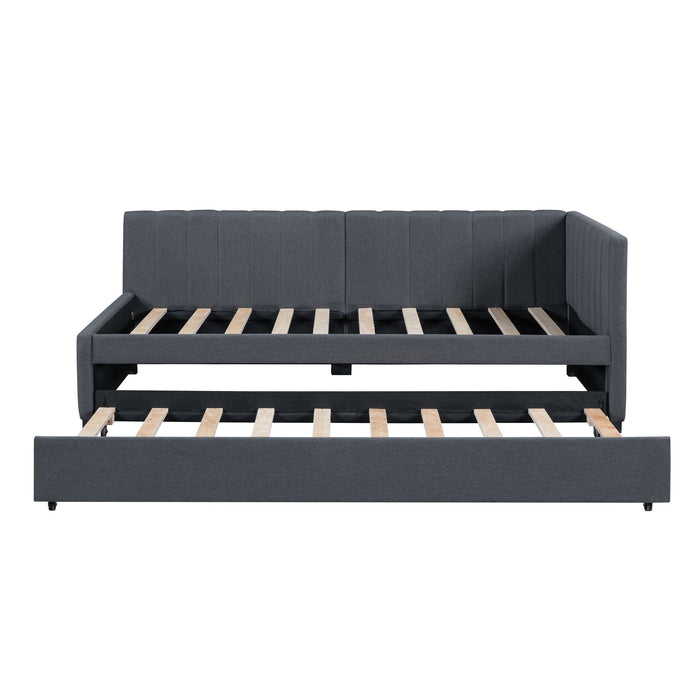 Upholstered Daybed With Trundle, Sofa Bed Frame, No Box Spring Needed