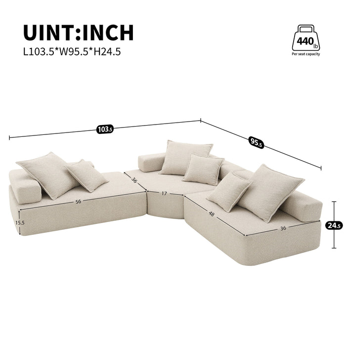 Oversized Modular Sectional Sofa, Luxury Boucle Floor Couch Set, Convertible Sleeper Couch, Spacious Foam-Filled Sofa Bed For Living Room