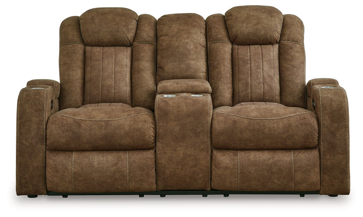 Wolfridge - Brindle - Loveseat eléctrico reclinable con consola /Adj Hdrst