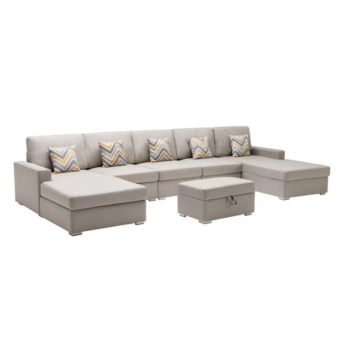 Nolan - Fabric 6 Piece Sectional Sofa With Pillows And Interchangeable Legs