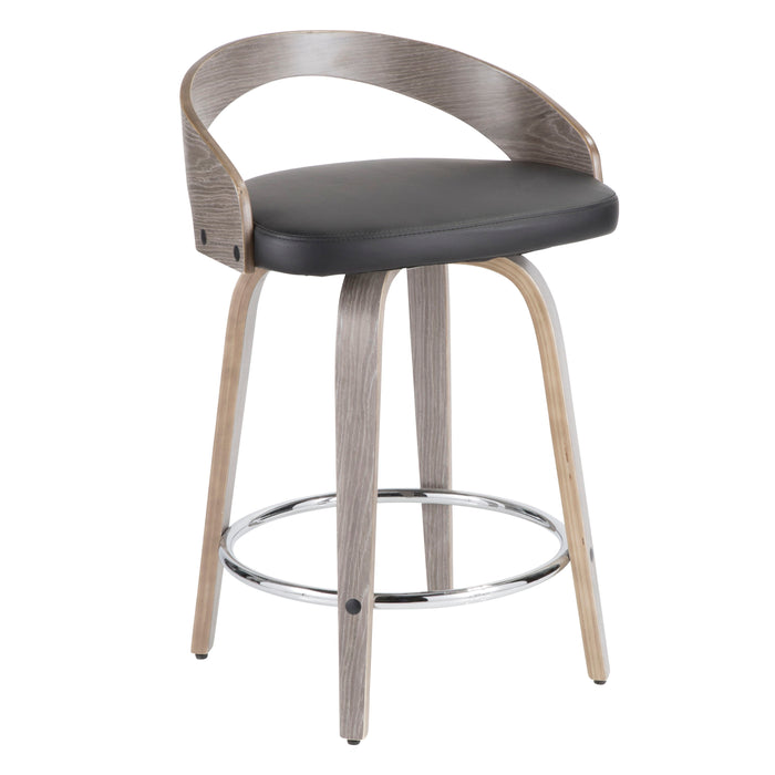 Grotto - Contemporary Fixed Height Counter Stool & Swivel With Round Footrest (Set of 2)