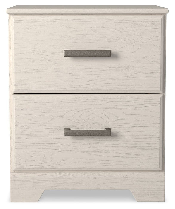 Stelsie - Branco - Mesa de cabeceira com duas gavetas