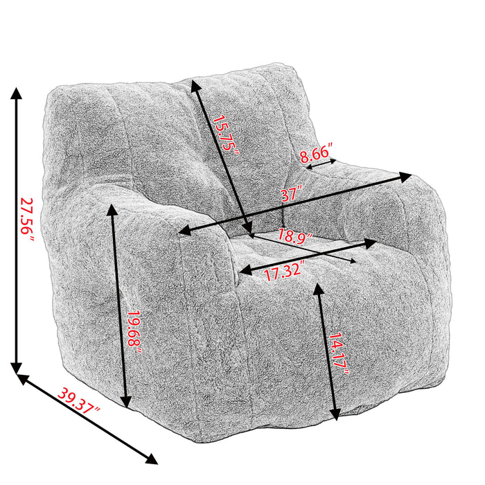 Soft Teddy Fabric Tufted Foam Bean Bag Chair With Teddy Fabric