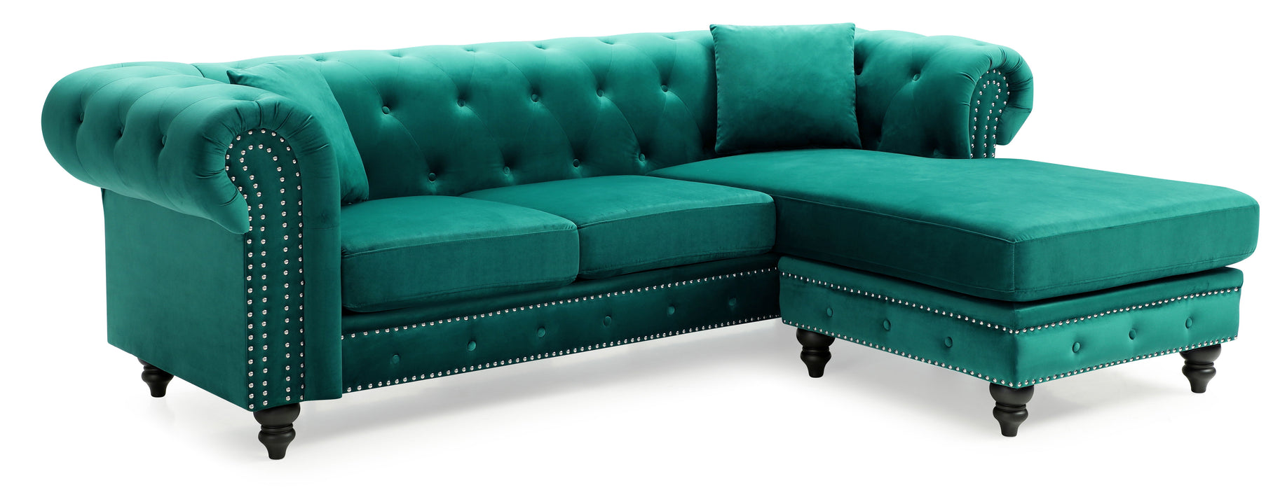 Glory Furniture Nola Sofa Chaise (3 Boxes), Green