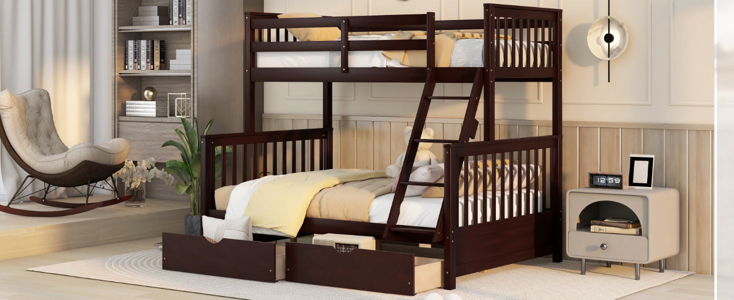 Kids Furniture - Bunk Bed With Ladders And Two Storage Drawers