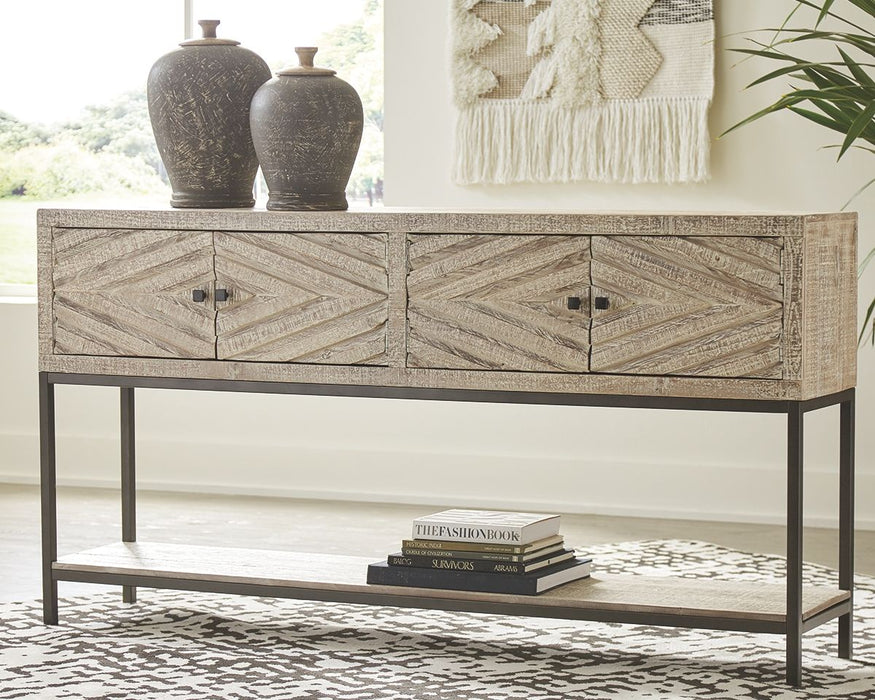 Roanley - Distressed White - Mesa de console para sofá