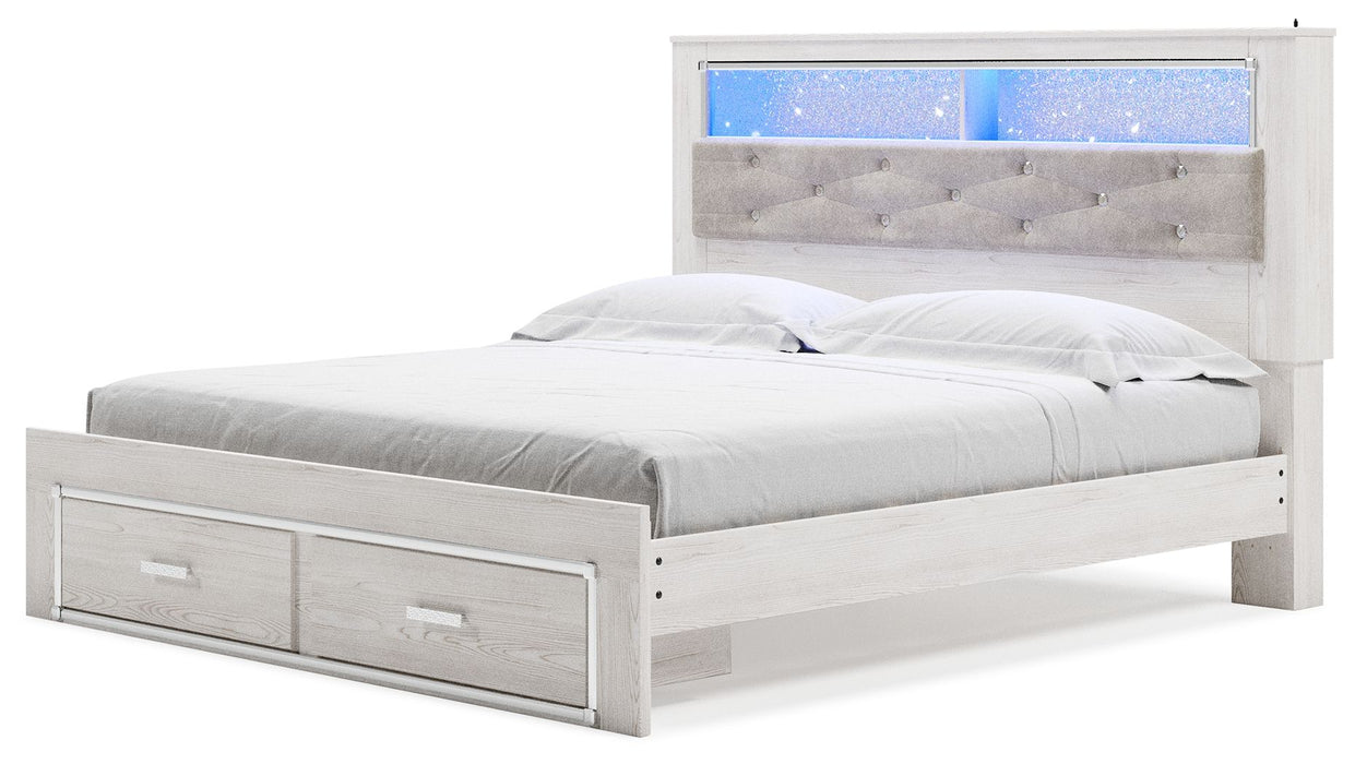 Altyra - Branco - Estante Cama King Estofada Com Armazenamento