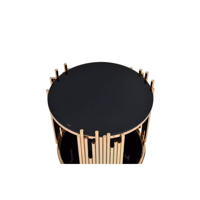 Tanquin - End Table - Gold & Black Glass