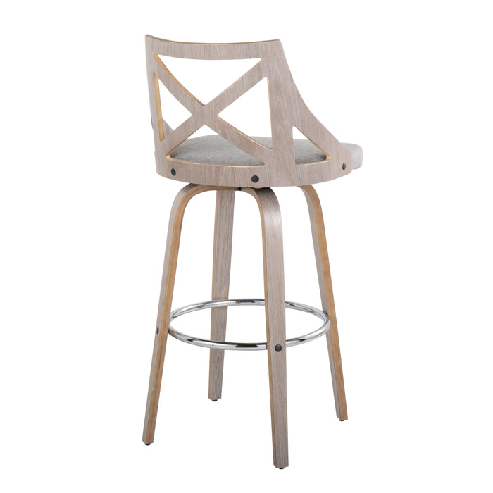 Charlotte - Farmhouse Fixed-Height Barstool With Swivel With Round Footrest (Set of 2)