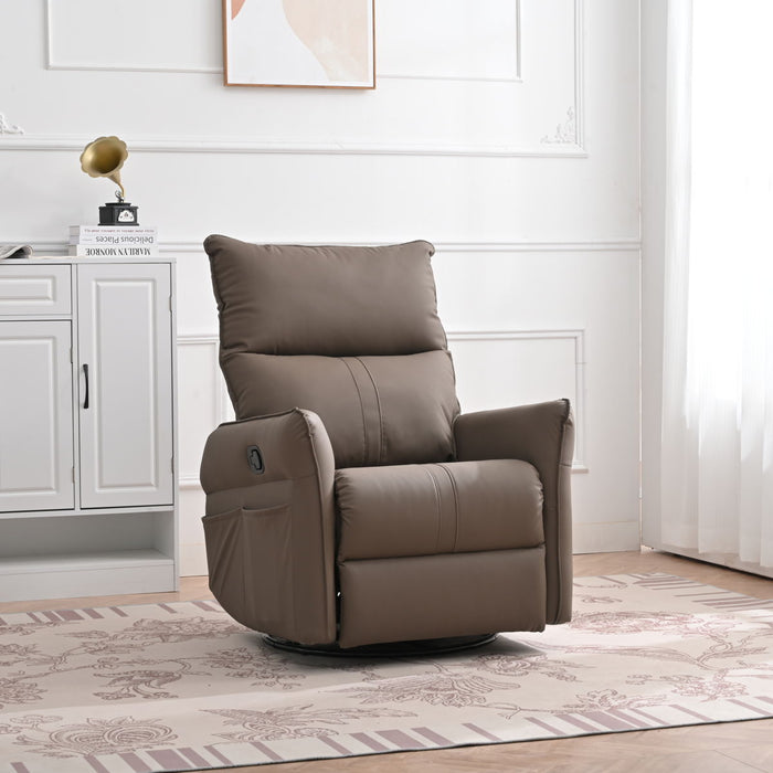 Electric 270° Swivel Rocking Glider Chair For Living Room (Brown)