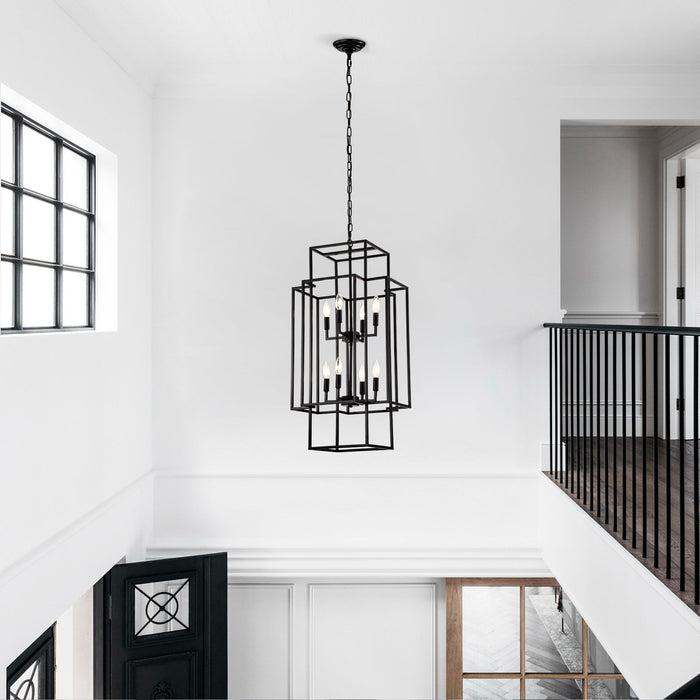 8 Light Lantern Chandelier Lighting, Entryway Chandeliers For High Ceilings, Chandeliers For Dining Room, Foyer, Entry, Staircase, Hallway, Height Adjustable (E12 Bulbs Not Included)