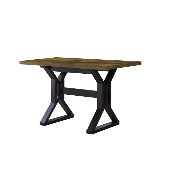 Dining Table With Metal Frame - Distressed Wood & Black