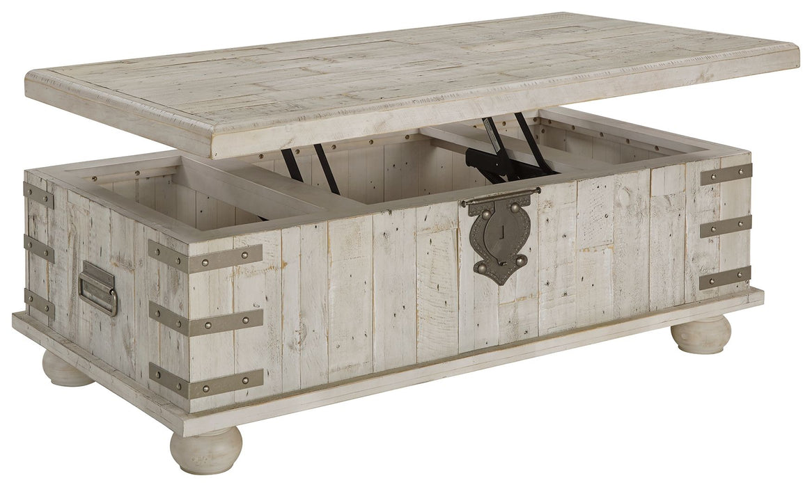 Carynhurst - White Wash Grey - Mesa de coquetel com tampo elevador