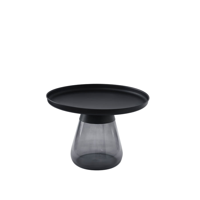 Smoke Glass Base With Black Painting Top Coffee Table, Living Room Center Table - Smoke