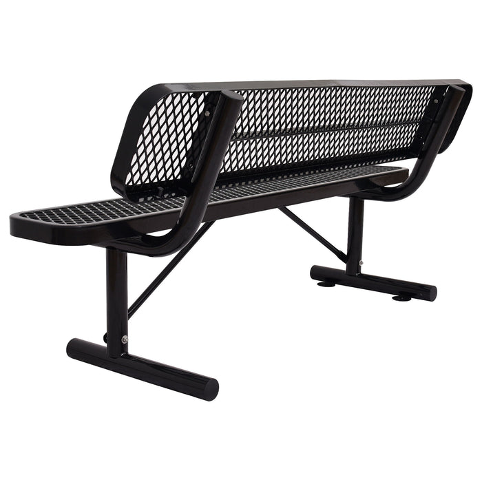 6' Outdoor Steel Bench With Backrest