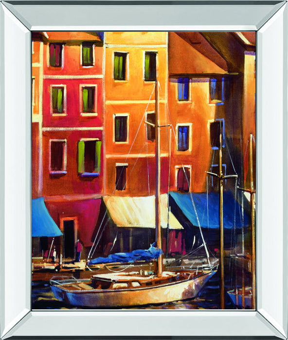 Portofino Waterfall By D'Toole, M - Mirror Framed Print Wall Art - Orange