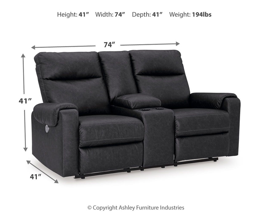 Axtellton - Carbono - Loveseat reclinável Dbl Power com console