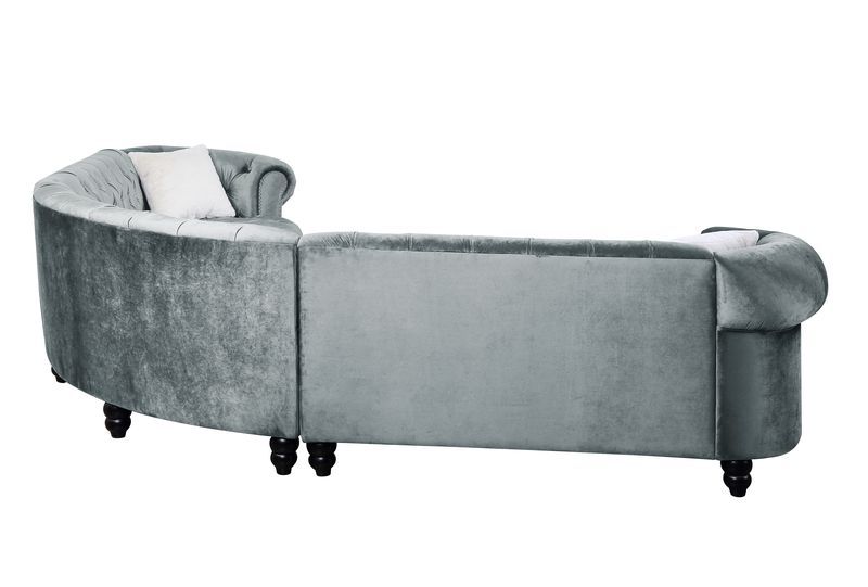 Qulan - Sectional Sofa - Light Blue Velvet