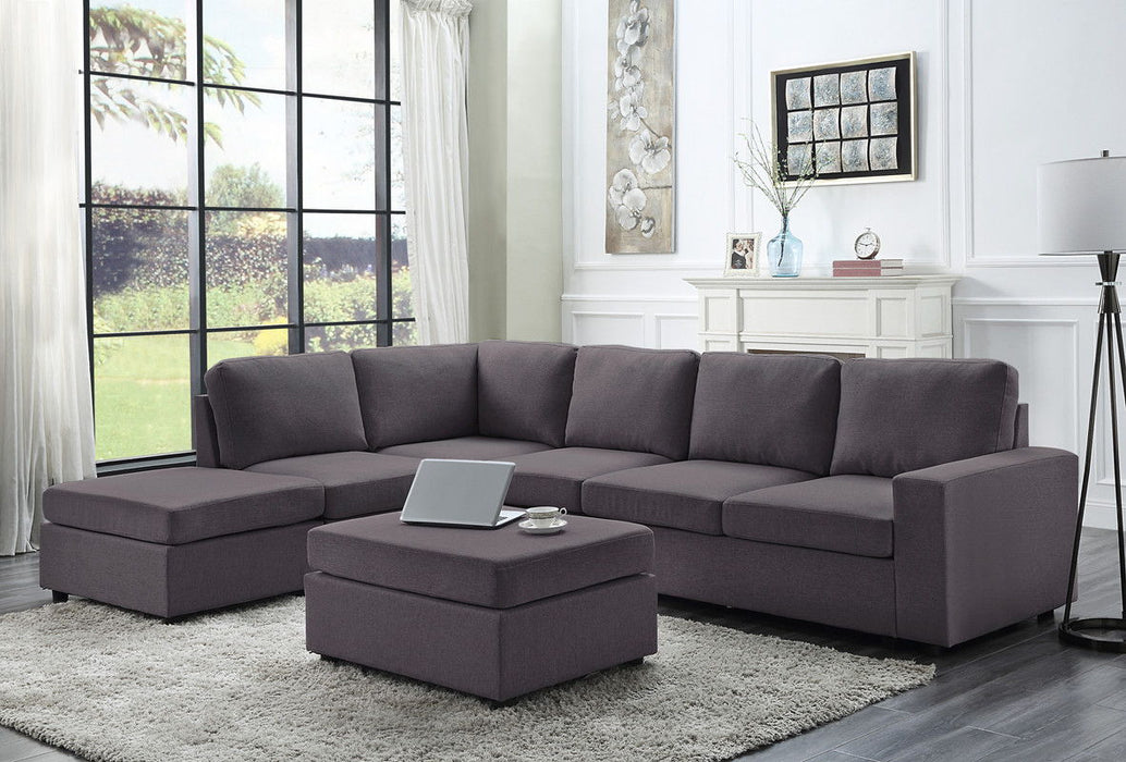 Cassia - Linen 7 Seat Reversible Modular Sectional Sofa With Ottoman