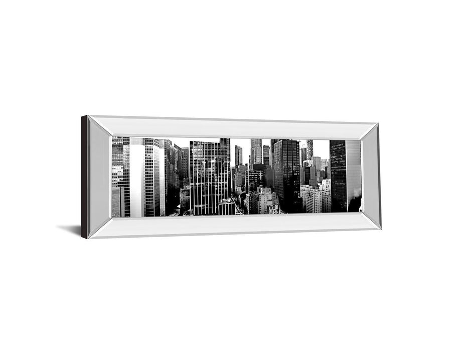 Panorama Of NYC VII By Jeff Pica - Mirror Framed Print Wall Art - Black