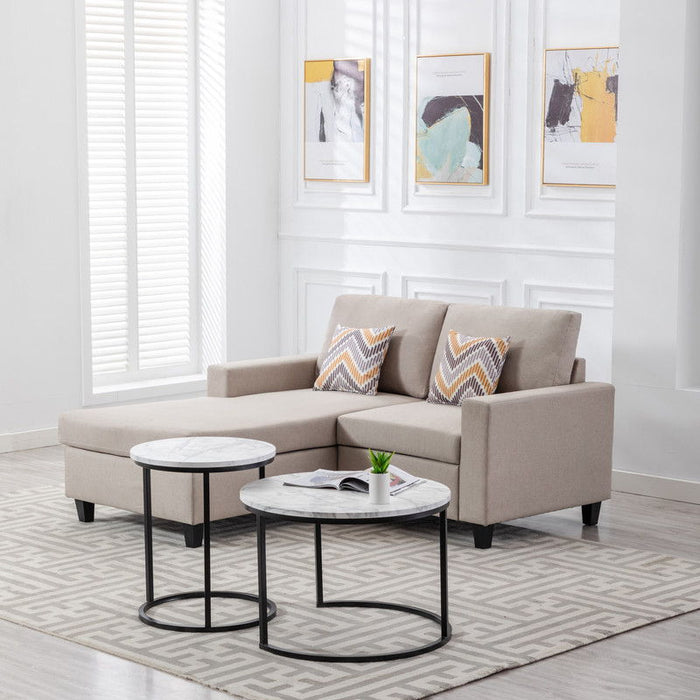 Nolan - Fabric 2-Seater Reversible Sofa With Pillows And Interchangeable Legs