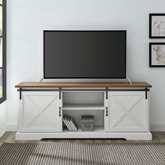 Farmhouse Sliding X Barn Door TV Stand