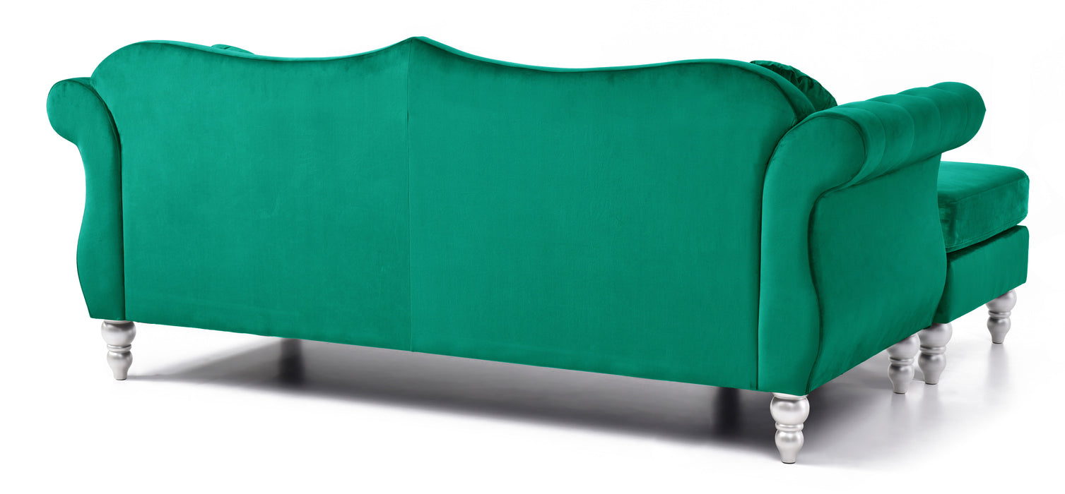 Glory Furniture Hollywood Sofa Chaise, Green