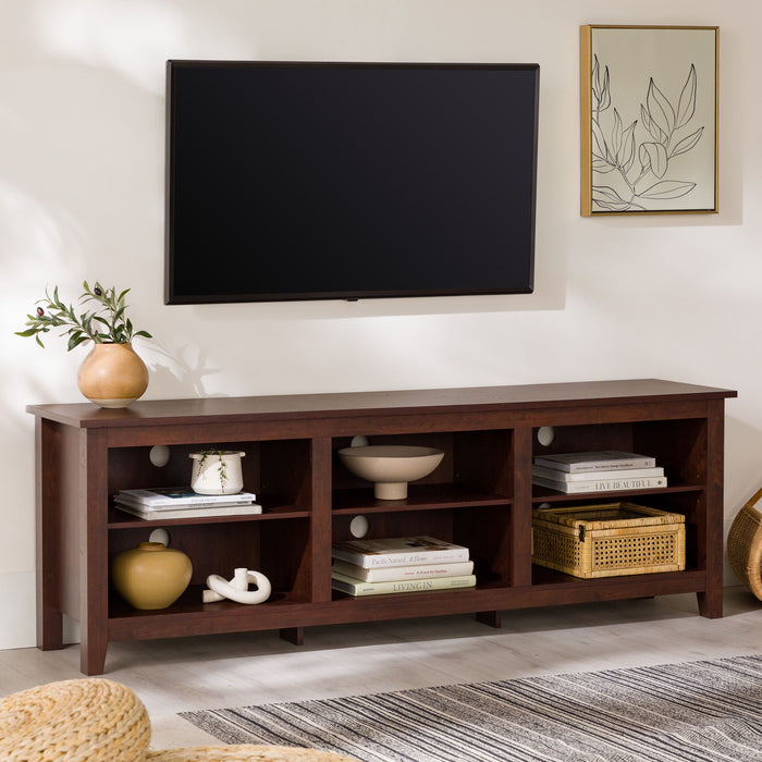 Modern Transitional 3 Shelf Open Storage 70" TV Stand For 80" TVs