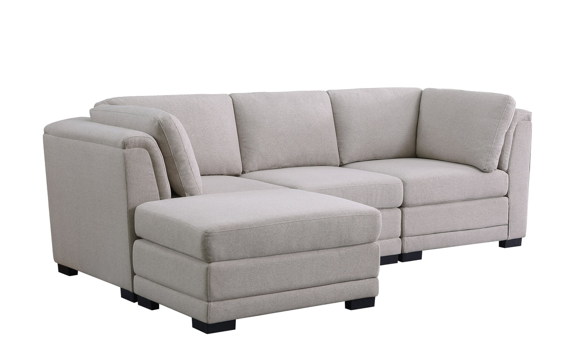 Kristin - Fabric Reversible Sectional Sofa With Ottoman - Light Gray