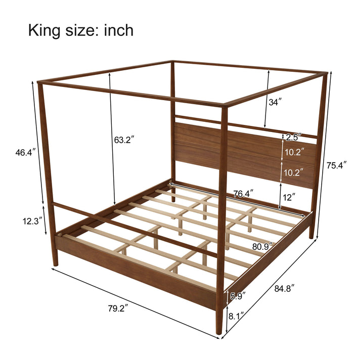 Canopy Bed Frame 4 Posters Bed No Box Spring Needed