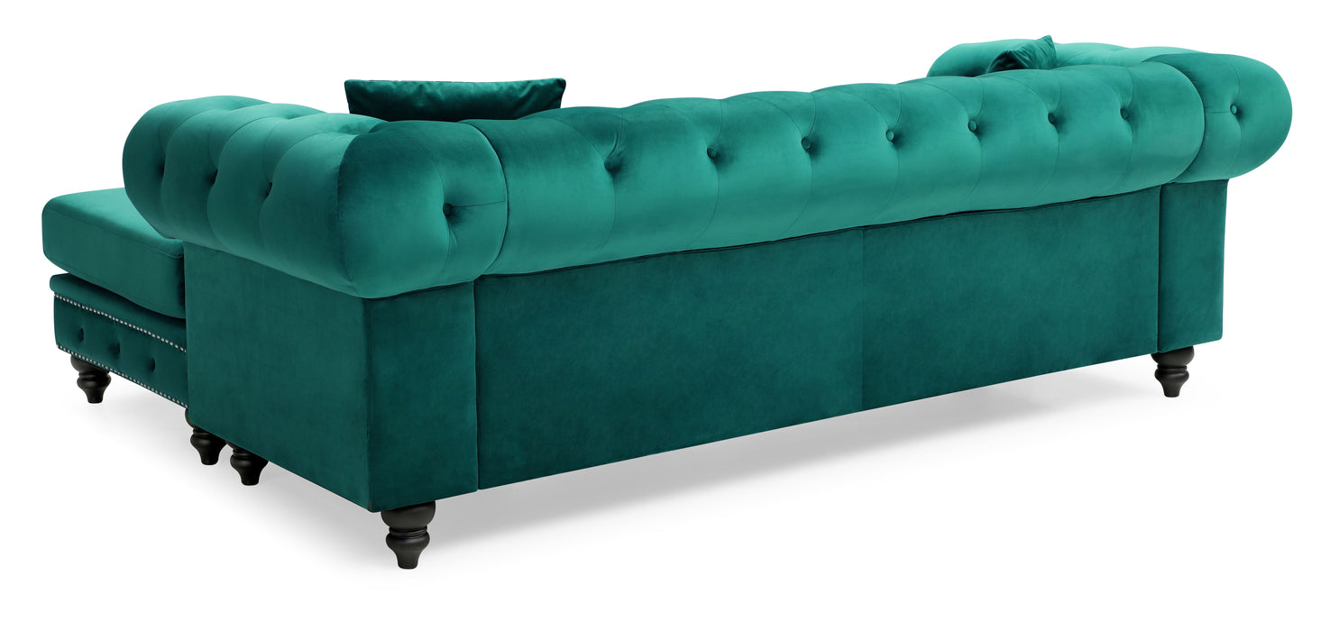 Glory Furniture Nola Sofa Chaise (3 Boxes), Green