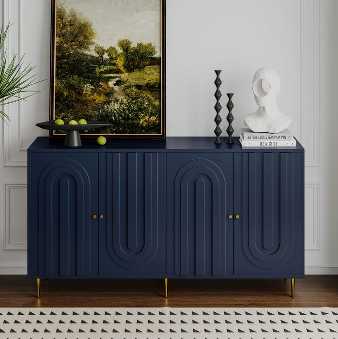 Modern Lacquered 4 Door Cabinet Sideboard Buffet Server Cabinet Storage Cabinet, For Living Room, Entryway, Hallway, Office, Kitchen And Dining Room