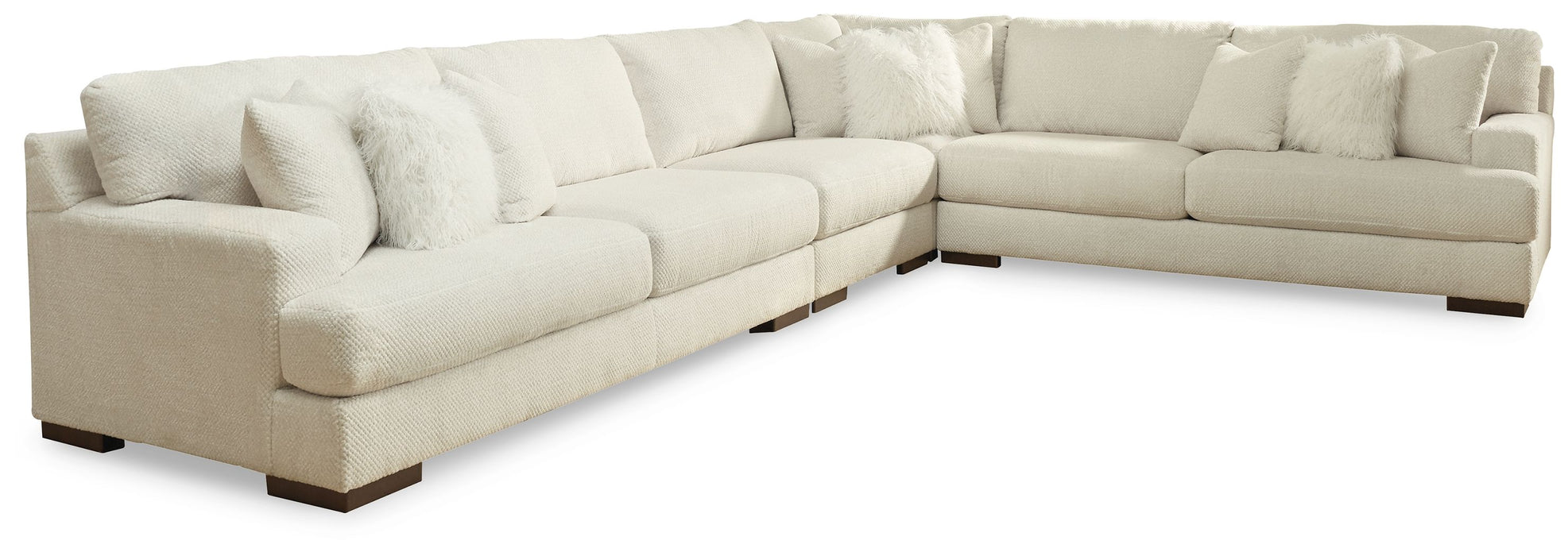 Zada - Ivory - 5 Pc. - Corner Sofa 4 Pc Sectional, Ottoman