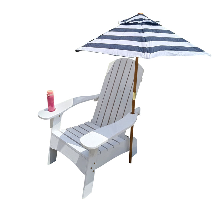 Outdoor Or Indoor Wood Adirondack Chair With An Hole To Hold Umbrella, On The Arm