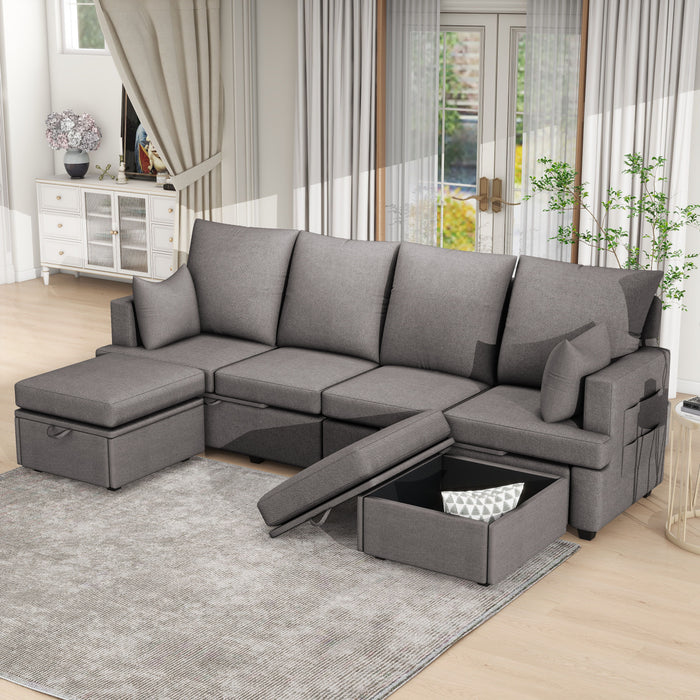 Modern Modular Sofa, Chenile Sectional Couch Set With 2 Pilows Included, Freely Combinable Indoor Funiture For Living Room, Apartment, Office