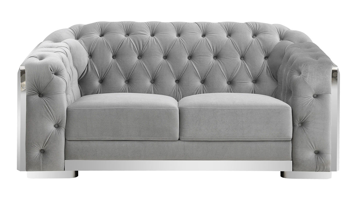 U341 - Velvet Sofa, Loveseat & Chair - Silver